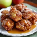 Delicious homemade apple fritter bites served on a plate.