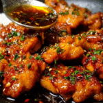 Delicious honey garlic chicken served with vegetables and rice