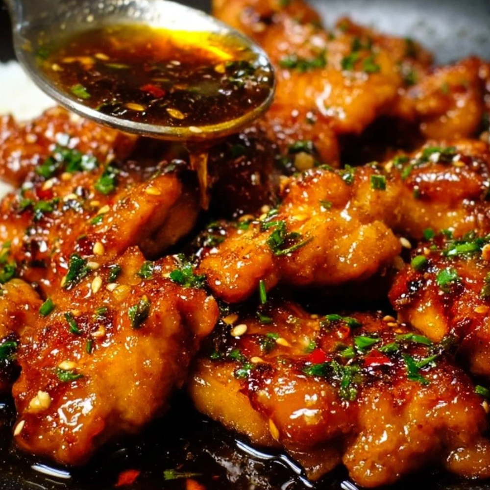 Delicious honey garlic chicken served with vegetables and rice