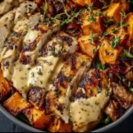 Maple Dijon Chicken served with sweet potato bowls, a comforting healthy meal.