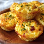 Cheesy muffin tin cottage cheese egg bites served on a plate