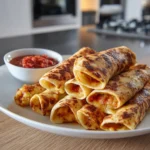 Cheesy pepperoni pizza roll ups made with low carb tortillas ready to serve.