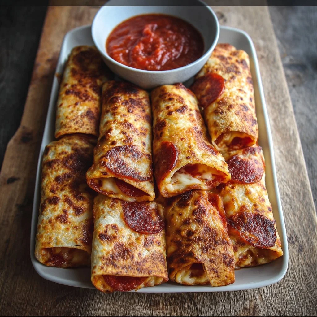 Cheesy Pepperoni Pizza Roll Ups with Low Carb Tortillas
