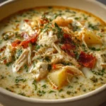 Bowl of delicious Crack Chicken Soup topped with herbs and spices.