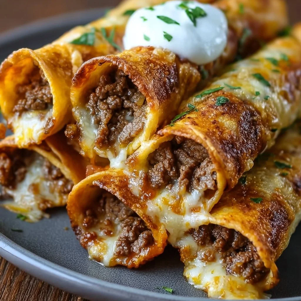 Crispy Cheesy Beef Taquitos