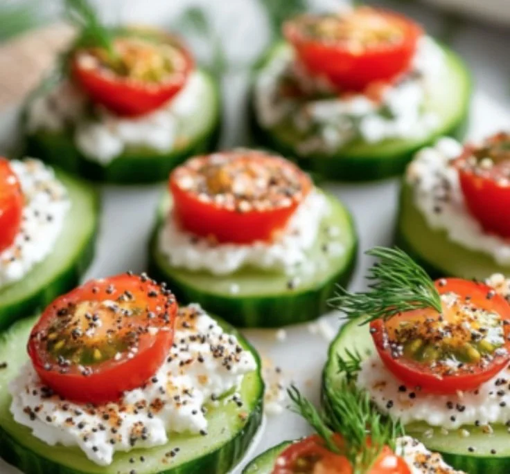 Cucumber Cottage Cheese Bites served on a plate for a healthy snack option
