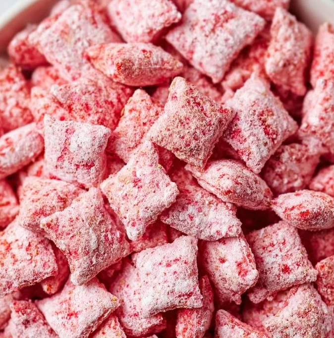 Delicious Strawberry Shortcake Puppy Chow for Sweet Snacking