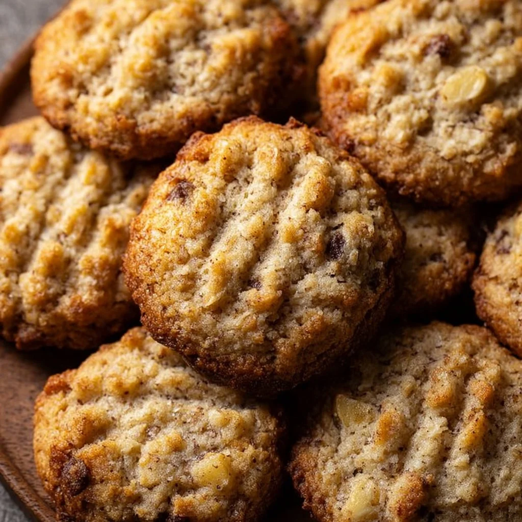 Deliciously baked easy banana bread cookies on a cooling rack