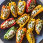 Cheese stuffed mini peppers with everything bagel seasoning on a plate