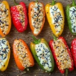 Everything bagel stuffed mini peppers appetizer platter.