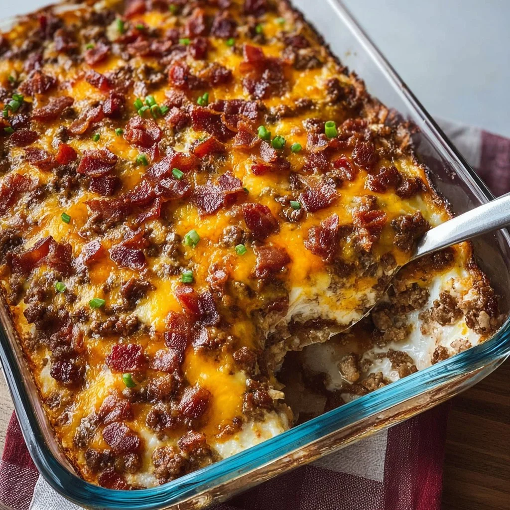 Low-Carb Bacon Cheeseburger Casserole – Easy Keto Family Dinner