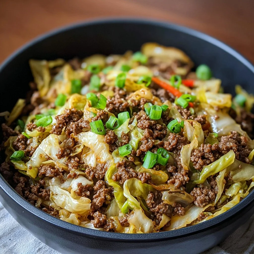 Low-Carb Mongolian Ground Beef and Cabbage