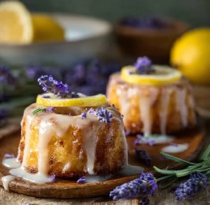 Mini Lemon Cakes With Lavender Glaze