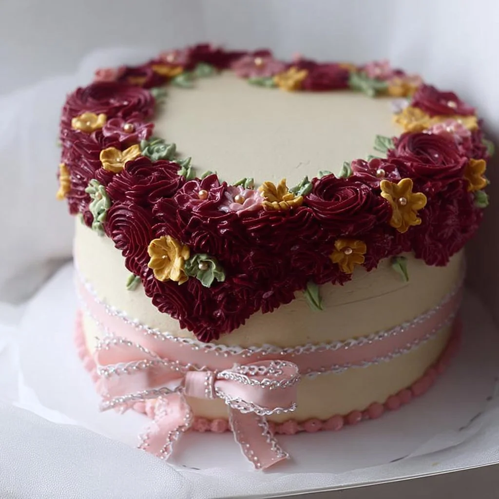 Beautifully decorated vintage birthday cake showcasing creative baking designs.