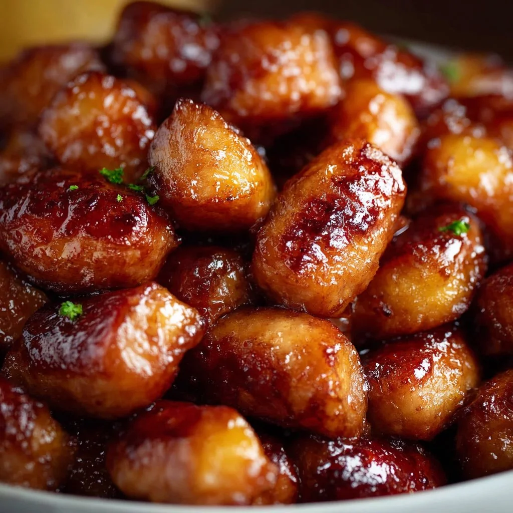 Pineapple Brown Sugar Mississippi Little Smokies bites on a platter