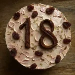 A festive celebration of turning eighteen with balloons and cake.