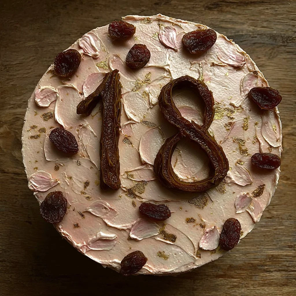 A festive celebration of turning eighteen with balloons and cake.