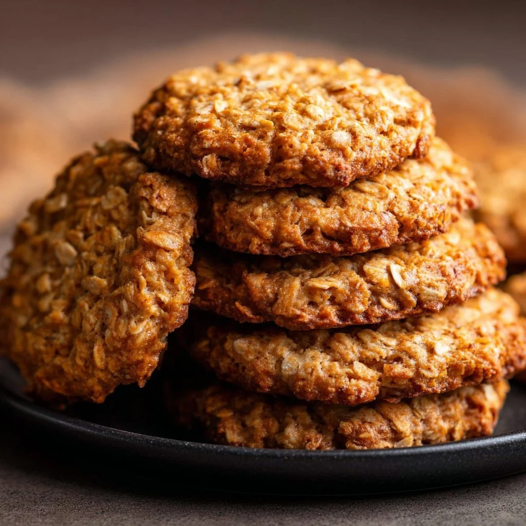 Bowl of simple oatmeal protein cookies on a wooden table