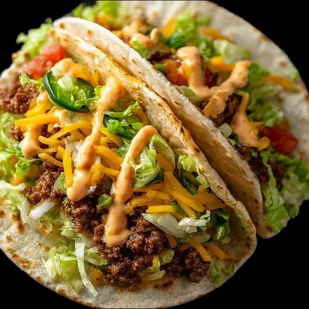 Delicious smash burger tacos topped with fresh ingredients and served in a warm tortilla.