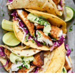 Blackened Fish Tacos with Avocado Cream Sauce