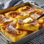 Fluffy baked German pancake topped with powdered sugar and fresh fruit