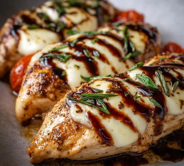 Balsamic Baked Chicken Breast with Mozzarella Cheese