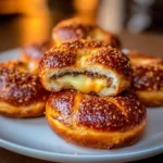 Cheeseburger pretzel bombs filled with juicy beef and melted cheese