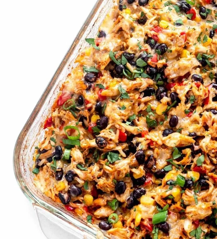 Delicious Chicken Burrito Casserole served in a bowl