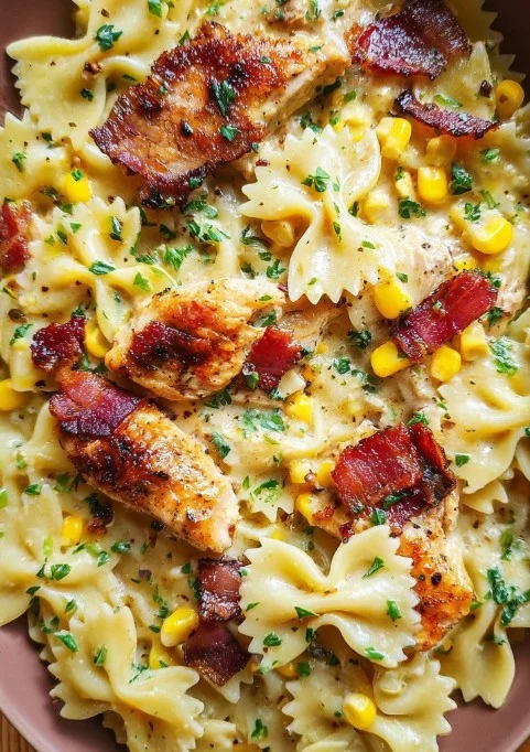 Creamy Chicken Pasta with Corn and Bacon