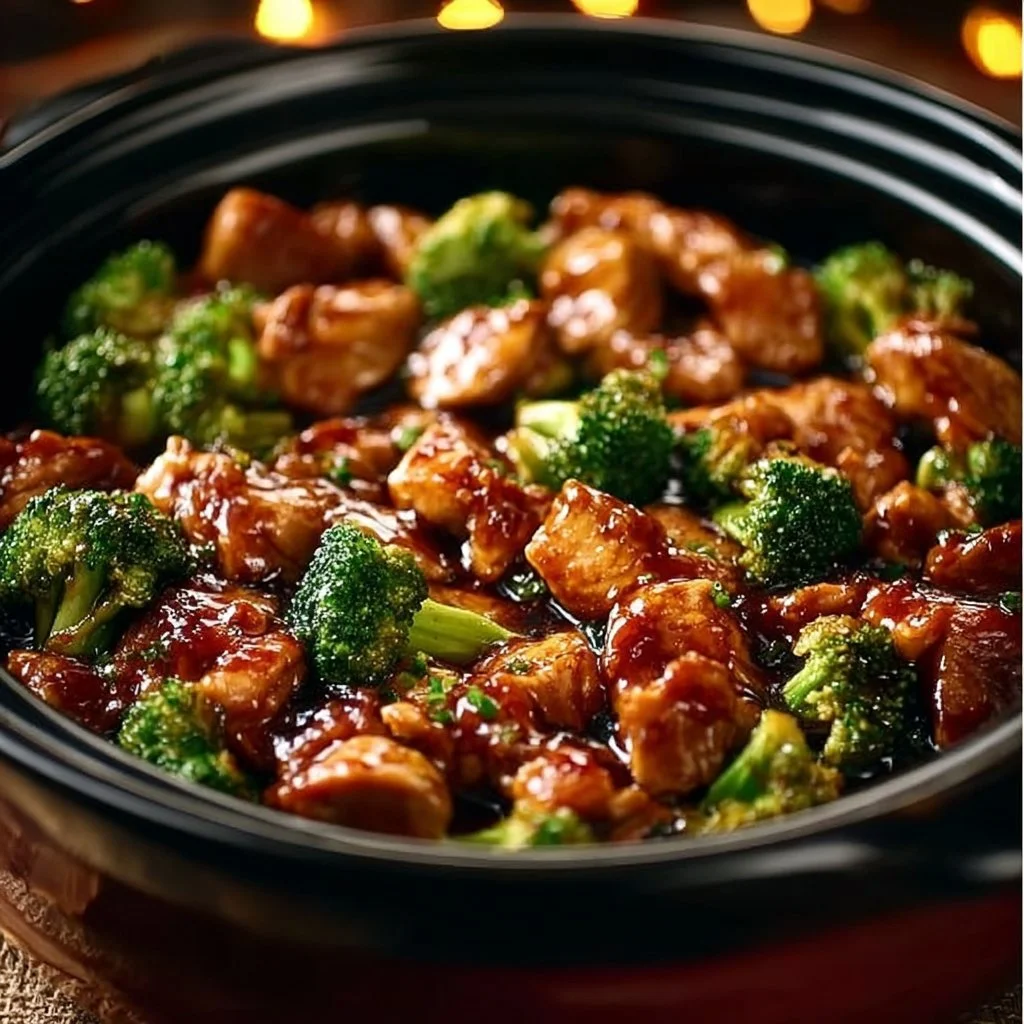 Delicious crockpot teriyaki chicken served with rice and vegetables