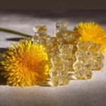 Dandelion and Honey Gummy Bears in a colorful display