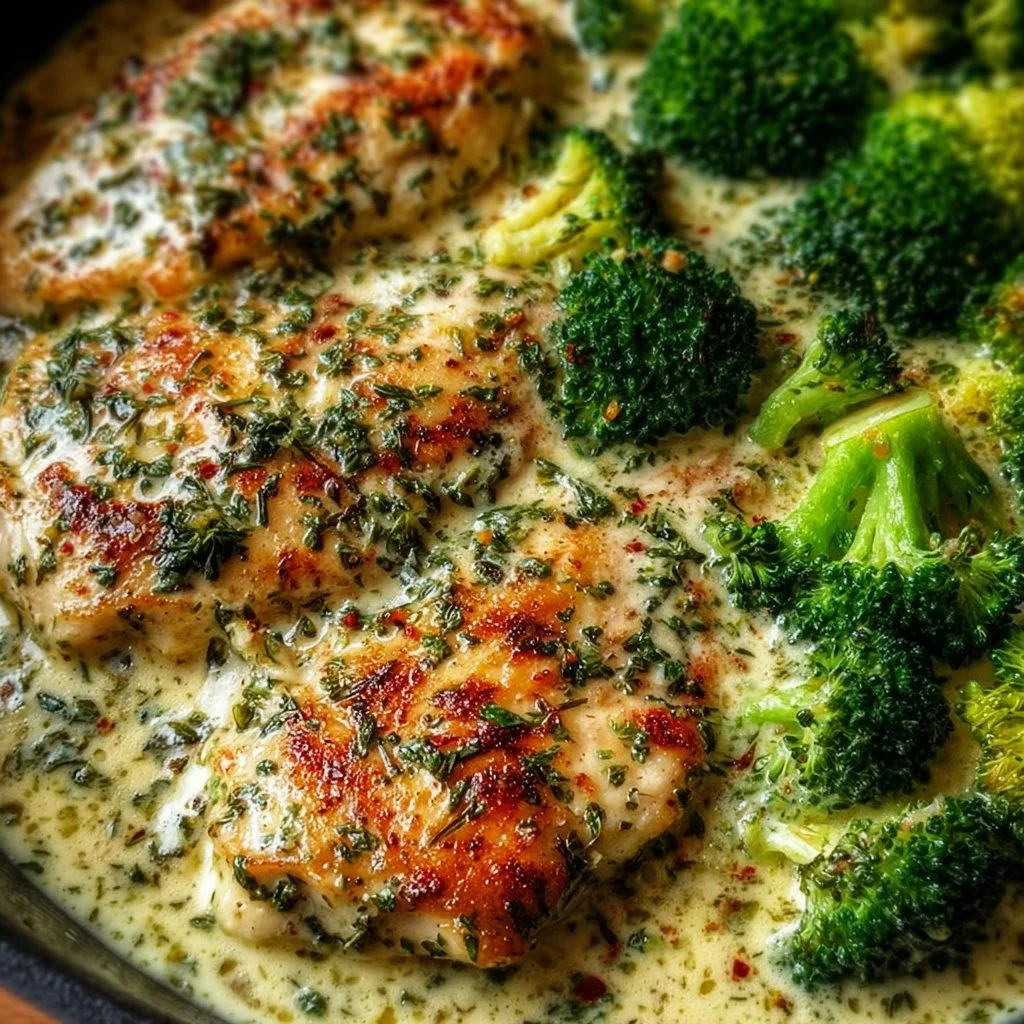 Garlic Cream Chicken with Broccoli