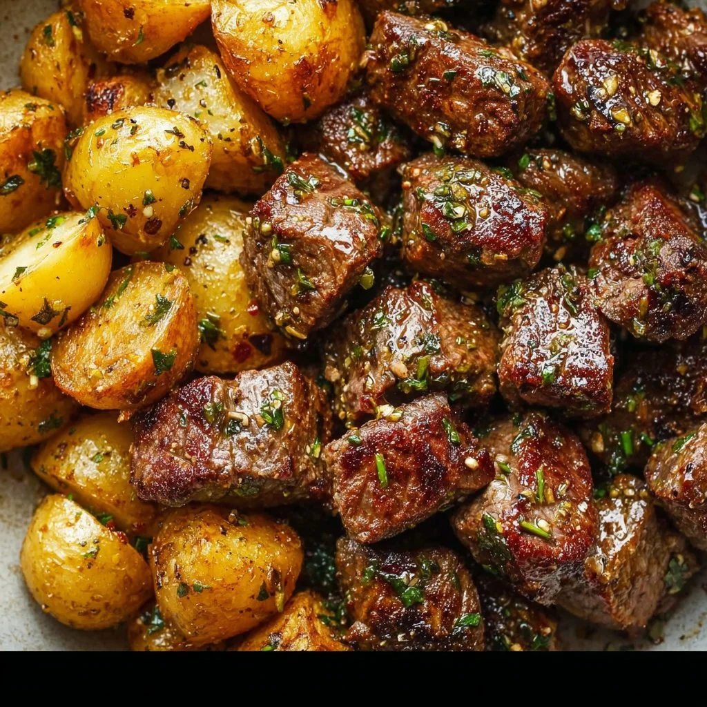 Garlic Steak Bites and Potatoes