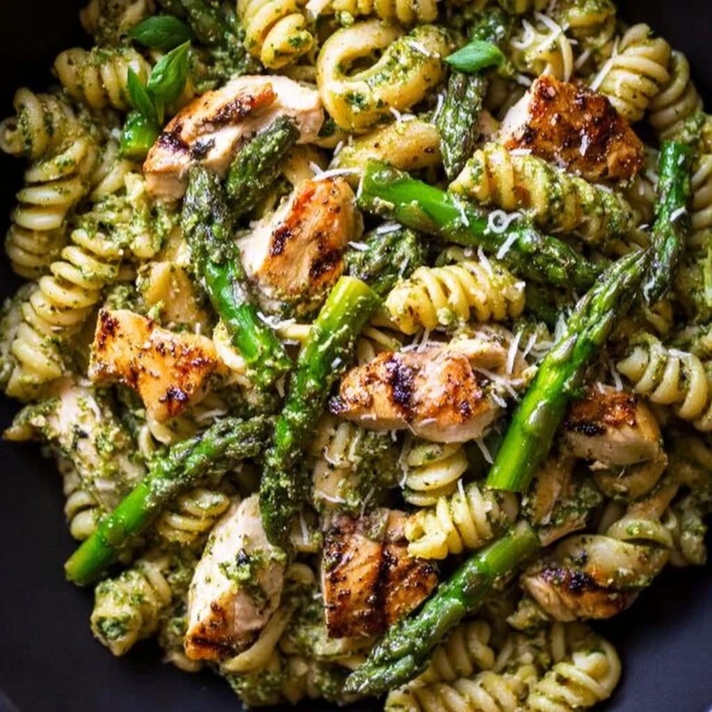 Grilled Chicken and Asparagus Pesto Pasta