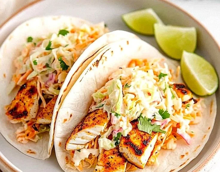 Grilled Fish Tacos with Cabbage Slaw