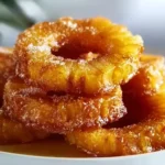 Delicious pineapple fritters drizzled with honey for a tropical treat