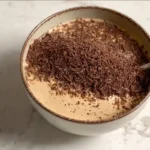 High protein creamy coffee jello dessert served in a glass
