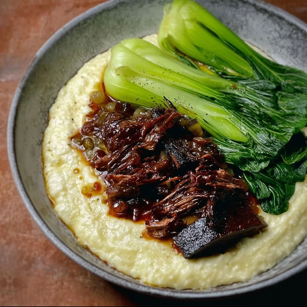 Honey Garlic Short Rib with Cauliflower Mash & Bok Choy