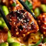 Healthy Honey Sriracha Salmon Bowl with vibrant vegetables and rice