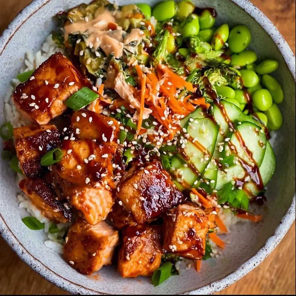 Honey Sriracha Salmon Bowls