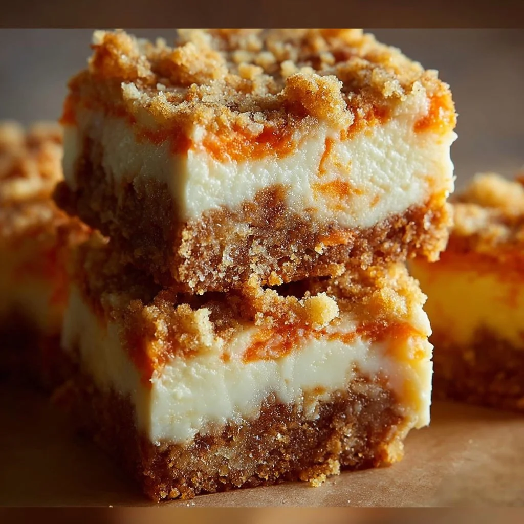Irresistibly indulgent carrot cake cream cheese bars topped with creamy frosting