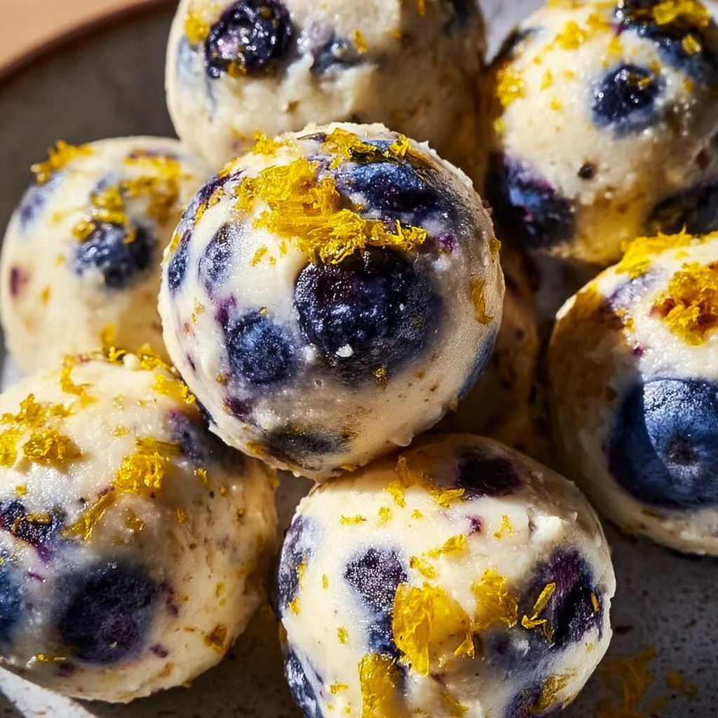 Lemon blueberry cottage cheese protein bites for a healthy snack