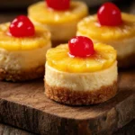 Mini Pineapple Upside-Down Cheesecakes served on a platter