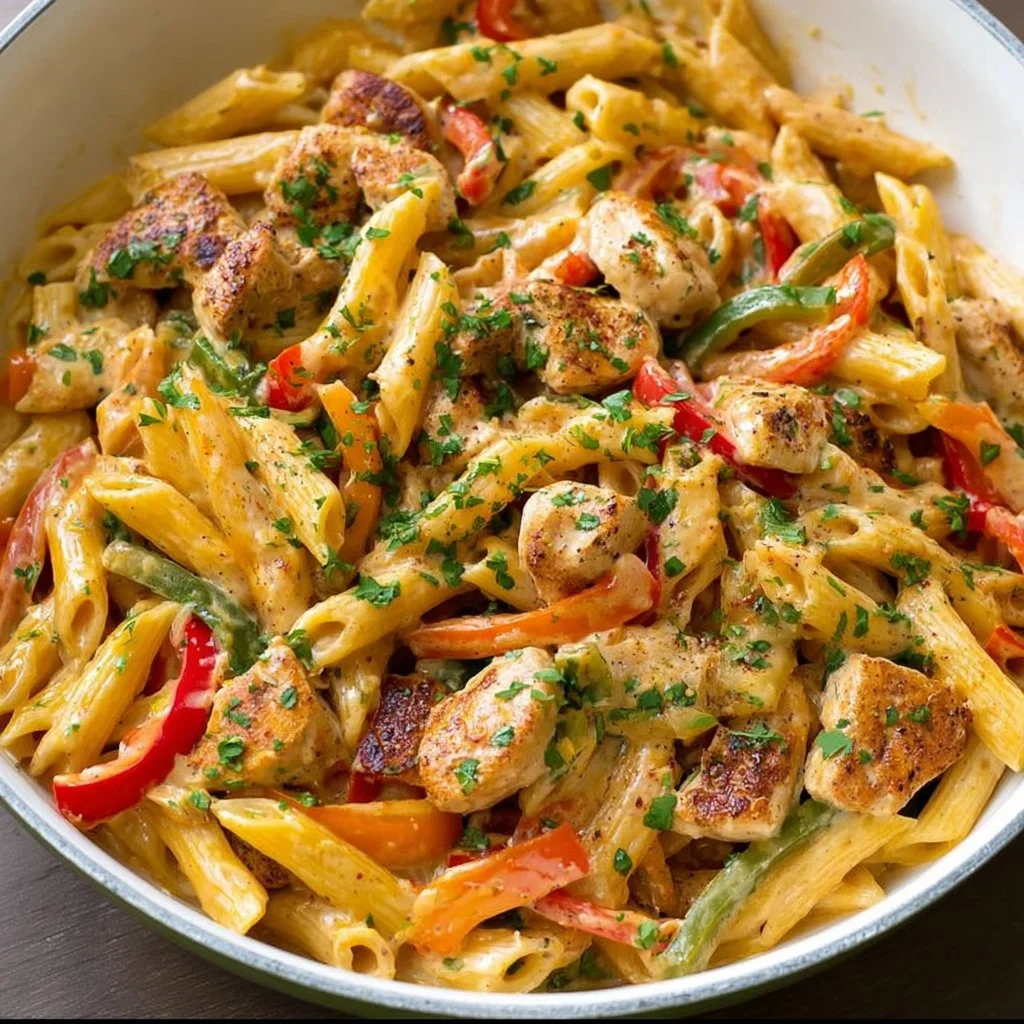 One Pot Cajun Chicken Pasta! Easy breezy recipe made with chicken, pasta and veggies that's all coated …