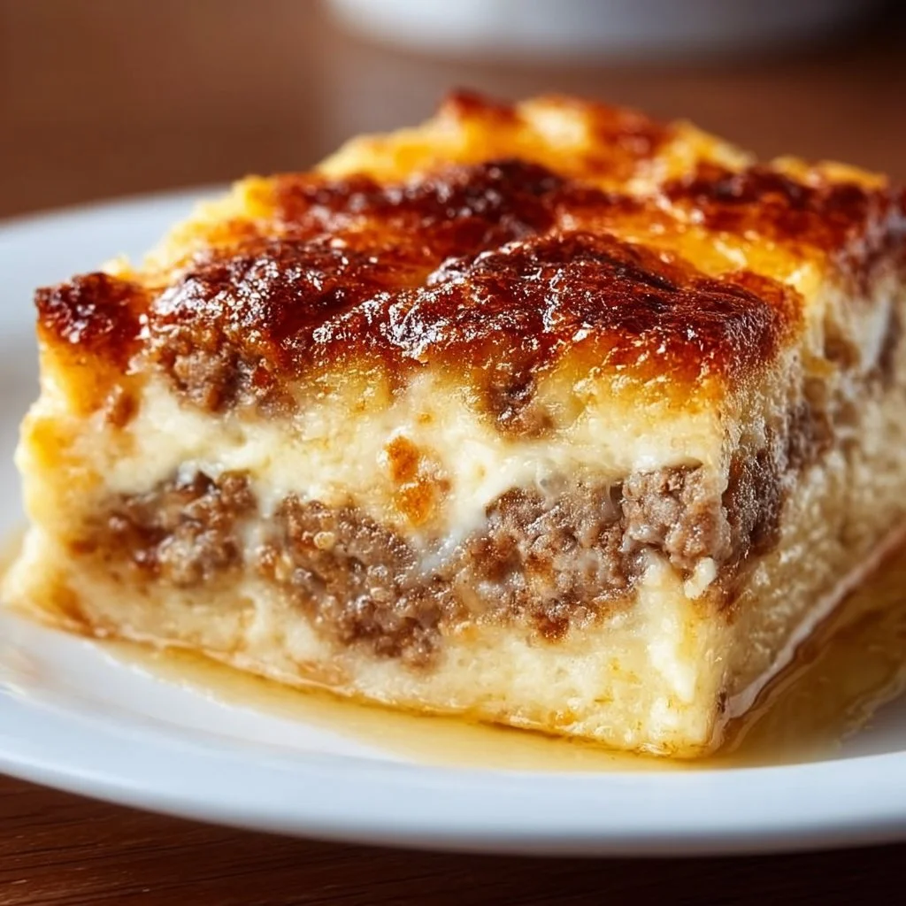 Delicious Pancake Sausage Casserole served on a plate