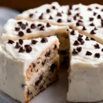 Delicious homemade Chocolate Chip Cake with chocolate chips and frosting