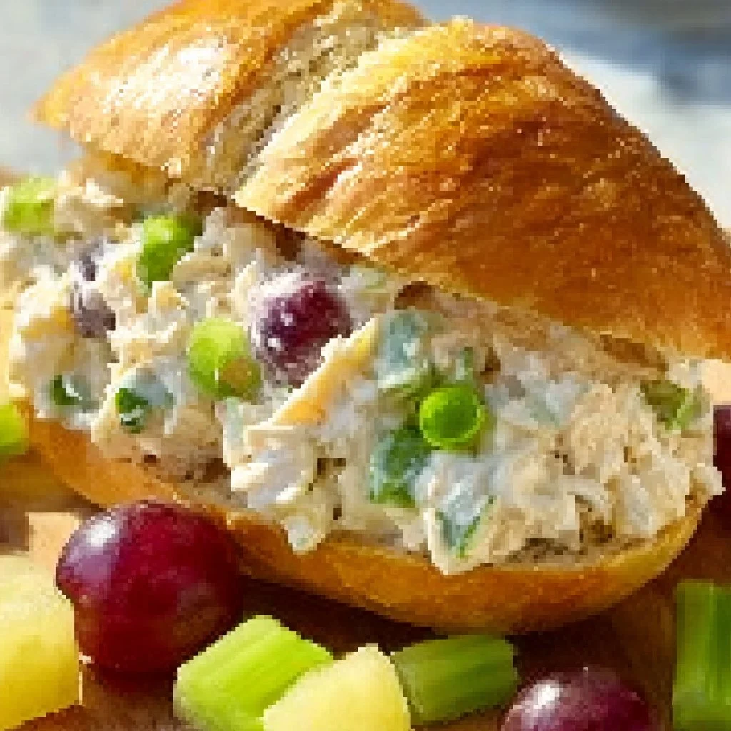 Delicious Pineapple Chicken Salad Sandwich on a plate