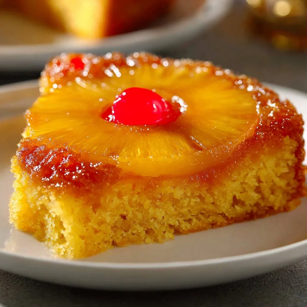 Homemade Pineapple Upside Down Cake made with box cake mix