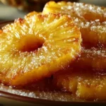 Pineapple upside down sugar cookies topped with cherries and pineapple slices