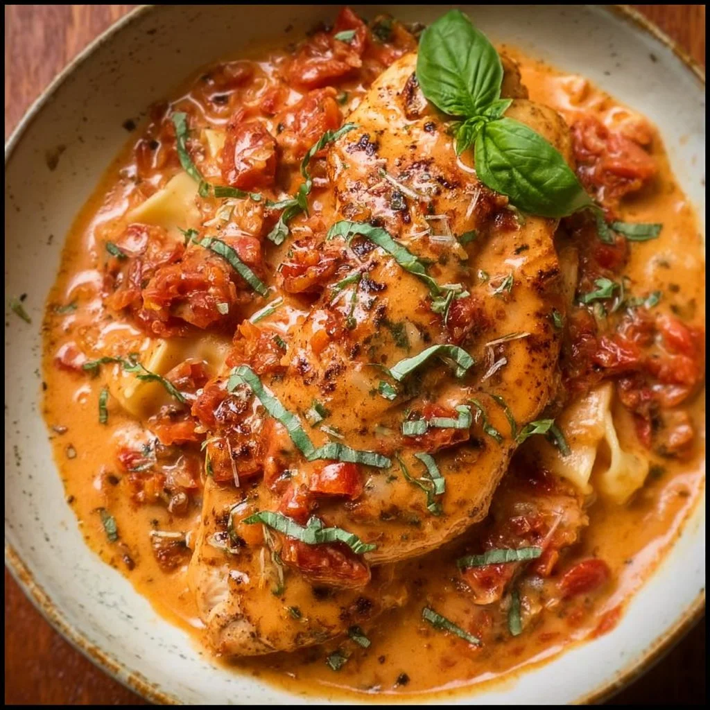 Slow Cooker Creamy Tomato Basil Chicken Breast
